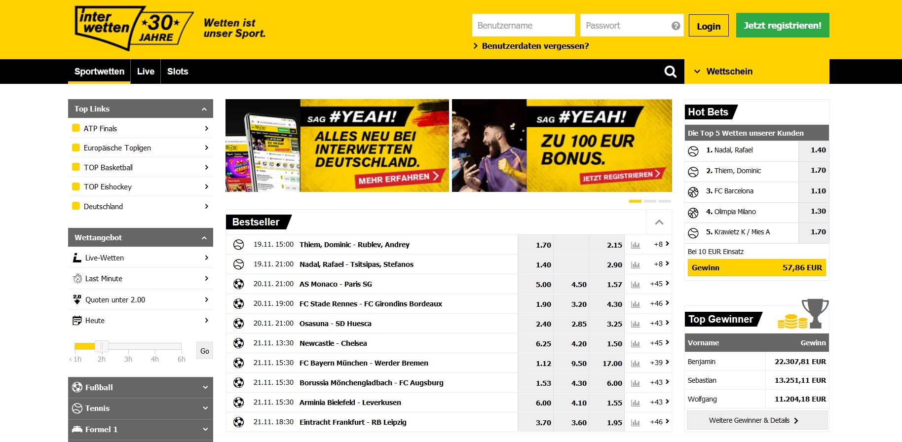 Interwetten Webseite