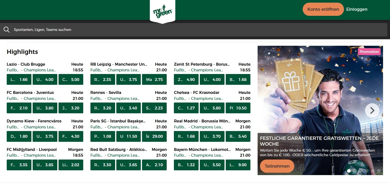 Mr. Green Sportwetten