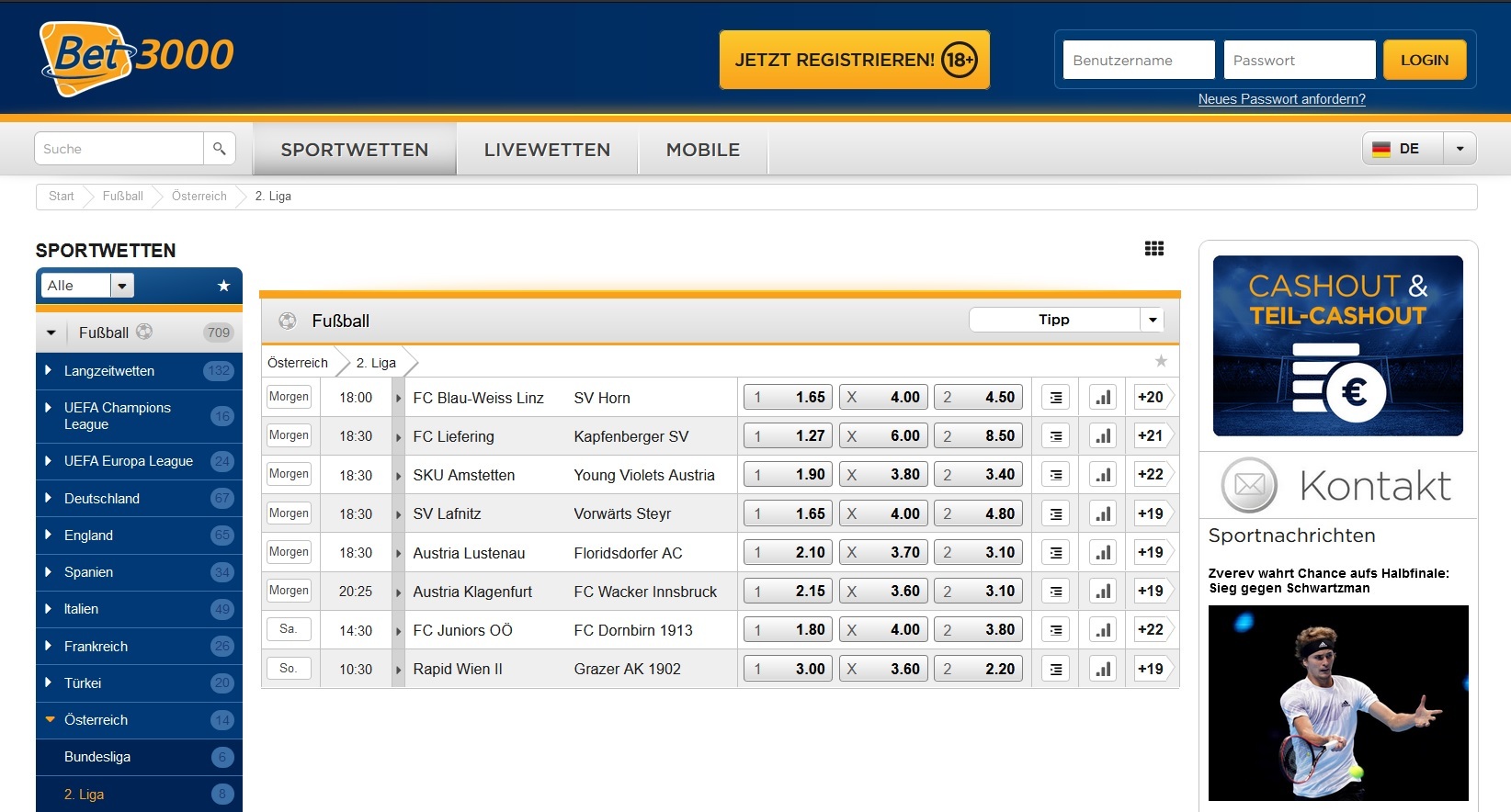 Bet3000 Fussballwetten