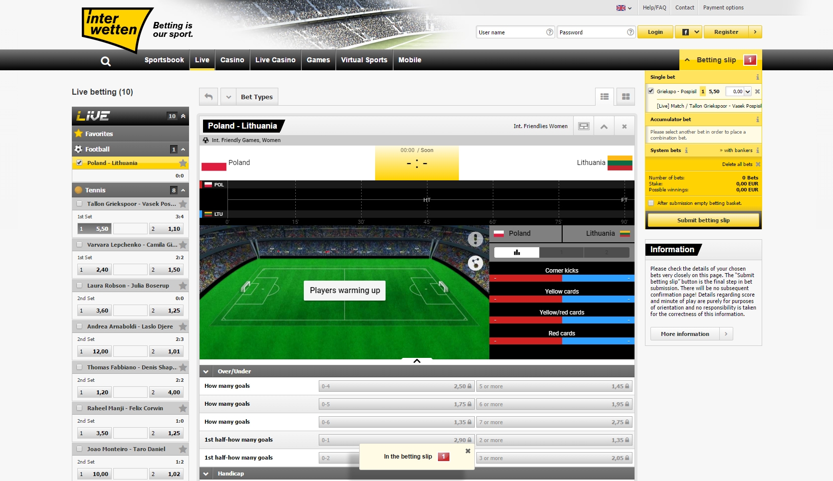 Interwetten Livewetten